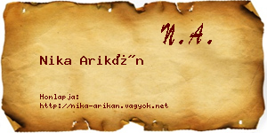 Nika Arikán névjegykártya